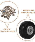 Upgrade Suitcase Game With 4 Sets Luggage Wheels Replacement Kit Silent Ball Bearings Smooth Glide No Whines Easy DIY Fits Most Bags Fixes Broken Casters Zip Terminals Stress Free Sweet Ride Zero Squeaks Keep Rolling Smooth: black wheel and screws