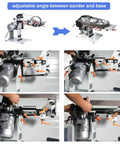 Adjustable angle feature of Shop Ready Variable Speed Belt Sander Grinder for optimized sander positioning.