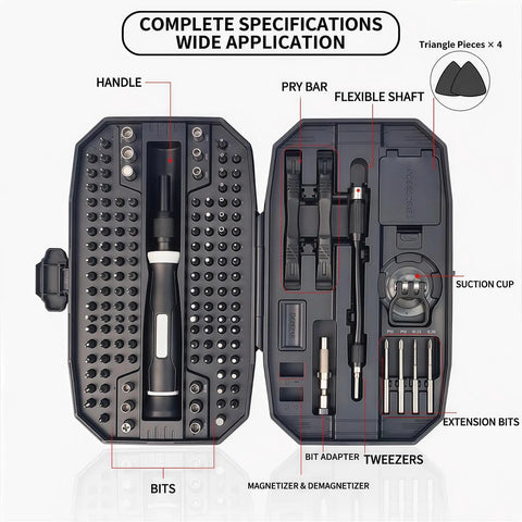 Premium 152 in 1 Precision Magnetic Screwdriver Set With Crv Steel Bits For Laptop, Phone, Console, PC And Watch Repair Kit Including Torx Tools, open case