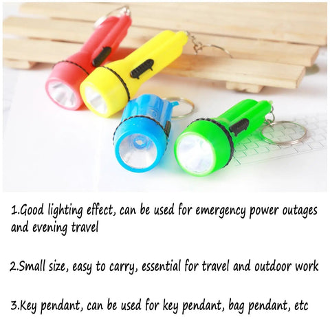 Mini LED Flashlight Keychain 24 Pack Bulk Assorted Colors for hiking, camping, night reading, emergency, and everyday carry.