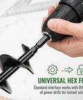 Heavy Duty Garden Auger Drill Bit For Planting 1.6 Inch By 16.5 Inch Post Hole Digger Bulb Planter in drill with universal hex fit