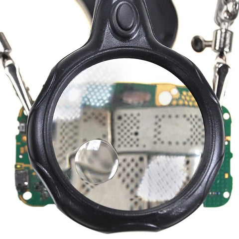 4X LED Magnifier Soldering Station With Light, Adjustable Stand And Auxiliary Clips magnifying circuit board