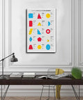 Geometric Shapes And Formulas Cheat Sheet For Plane Geometry Canvas Poster Nerd Friendly Study Buddy For Math Teachers And Students Classroom Wall Art Decor Unframed 20 By 30 Inches hanging above a desk