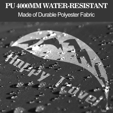 Close-up of logo on Outdoor Bike Storage Tent Shed With Window Waterproof Portable Shelter, showing water-resistance