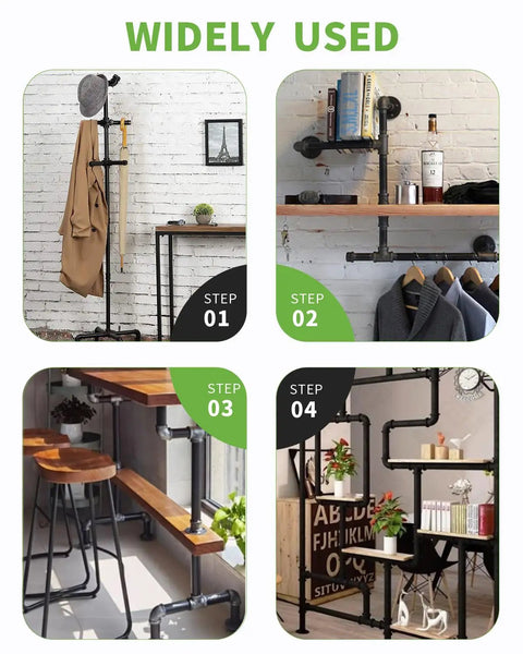 Heavy Duty 3/4 Inch Female Thread Cast Iron Pipe Coupling Fittings 4 Pack For Plumbing Furniture Build Shelving And Industrial Style Decor Durable And Easy To Install used for coat rack, shelving, and rustic furniture.