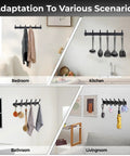 Two Pack Wall Mount Coat Rack Hooks Set For Entryway And Bathroom, No Fuss Double Hanger Rail For Robes Coats Hats Bags Towels