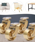 Heavy Duty Antique Brass Casters, Smooth Glide Wheels for Furniture and Storage Trunks, set of four for easy mobility.