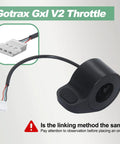 Electric Scooter Thumb Throttle Replacement With Female Plug For Gotrax GXL V2 And Apex Series Plus Hibo S2 S2 Pro Megawheel S10 XR Elite Plug And Play Speed Control Accessory, showing connector and wiring details.