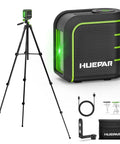 Self Leveling Laser Level Kit With 60 Inch Tripod For Precise Home Reno, Accurate To One Ninth Inch At 33 Feet, Easy Setup For Hanging Pictures, Installing Shelves, Aligning Cabinets, Tiling, Curtain Rods, And More U011G, with tripod and accessories