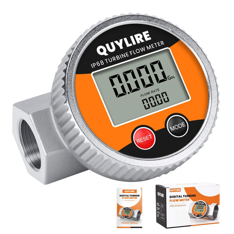 Waterproof Three Quarters Inch Inline Fuel Flow Meter With NPT Thread Digital Gauge Reads 1 To 13 GPM For Water Diesel Gasoline Oil And Liquids