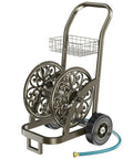 Mobile Hose Reel Cart With Wheels Holds Up To 200 Feet Of Five Eighth Inch Hose Heavy Duty Steel Frame With Storage Basket