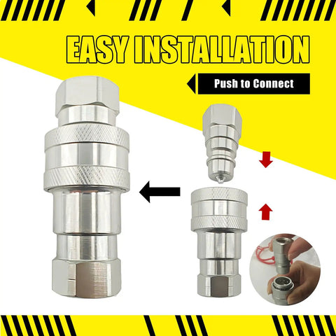 Heavy Duty 3/8 Inch Npt Hydraulic Quick Connect Coupler Set Iso 5675 Carbon Steel Couplings with easy installation design.