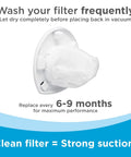 Dustbuster Replacement Filter For CHV Series Handheld Vacuums, Washable And Long Lasting instructions shown