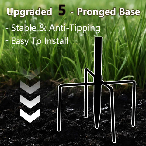 Upgraded 5-pronged base for stability and easy installation on Built To Last Heavy Duty Metal Bird Bath For Outdoors Weatherproof Detachable Design In Retro Bronze Garden Decor, 40 Inches Tall With Reinforced Bracket, Ideal For Gardens, Backyards, Patios, And Flower Beds.