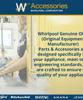 Whirlpool advertisement for OEM parts, highlighting engineering standards and quality assurance in appliance manufacturing.