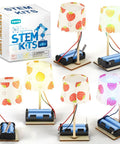 Hands On STEM Lamp Kits For Kids Ages 6 To 12, 6 Pack Bulk Science Craft Projects To Build Wooden Electric Table Lamps, Learn Circuits And Basic Electronics, Ideal For Classrooms Or Home Learning, Batteries Not Included. Six wooden lamp kits with battery holders.
