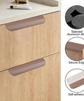8 Pack Concealed Drawer Pulls With Curved Aluminum Alloy Edge Design on wood cabinet, close-up of secure edge and adhesive detail