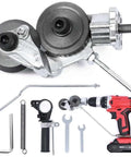 Electric Drill Plate Cutter Nibbler Attachment with components for cutting iron, steel, copper, and aluminum.