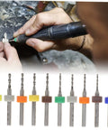 30 Piece Micro Drill Bit Set For PCB And Jewelry Pro Grade Precision Hand Drill Engraving Kit Tungsten Steel Bits in use