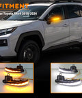 Toyota RAV4 Tacoma Highlander Full LED Rear Side Mirror DRL Lights With Amber Sequential Turn Signals, 2Pc Kit shown installed