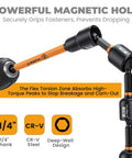 Close-up of 51-Piece Magnetic Nut Driver Set with color-coded drivers, showing deep-well design and CR-V steel for impact tools.