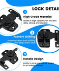 Sturdy Spring Table Locks Pair Designed Tight For Snappy Folding, Heavy Duty Zinc Alloy Drop Leaf Buckle Connectors For Expandable Dining Tables, No Fuss Rust Proof Furniture Hardware Installation Kit close-up of black latch with handle structure.