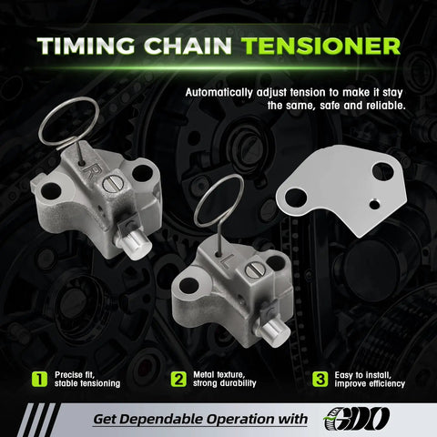 4.7 Timing Chain Kit With Sprocket For 2002 To 2008 Dodge Ram Dakota Durango Jeep Grand Cherokee Commander And Mitsubishi Raider V8 Engines Replacement OEM Style With Durable Gears And Timing Components showing timing chain tensioner and metal plate.