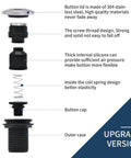 Exploded view of Long Stainless Steel Brushed Nickel Air Switch Kit For Garbage Disposal showing components and descriptions.