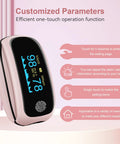 Go To Finger Pulse Oximeter With SpO2 And Pulse Rate Monitoring on display showing SpO2 and RPM readings, customizable settings