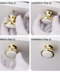 Slick Vintage White Ceramic Cabinet Knob Set Four Piece Single Hole Drawer Pulls Premium Zinc Alloy Base Smooth Grip installation steps.