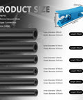 Six Piece 4.9 Ft Vacuum Hose Kit For Automotive Air And Water Lines With 64 Connectors And One Tube Cutter Universal Silicone Tubing ID One Eighth Inch To Three Eighths Inch For Engine Vacuum And AC System Applications, showing tubing sizes and dimensions