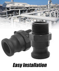 Two Pack F100 1 Inch NPT Camlock Coupling Kit Polypropylene Cam Lock Fittings External Camlock in industrial setting