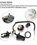 Gas Tank Level Sensor Float Kit And Cap For GY6 4 Stroke Scooters And Mopeds, durable metal and rubber parts displayed.