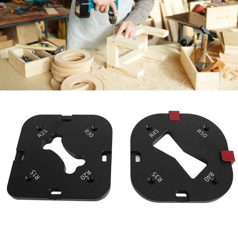 Top Shelf Aluminum Corner Radius Template Set R15 Through R50 Router Table Edge Shaper, R20 to R50 templates for precise cuts.