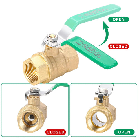 Two Pack Three Quarter Inch NPT Full Port Ball Valve Lead Free Brass Drinking Water Shut Off Valve with Chrome Plated Handle