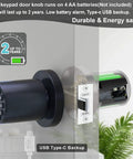 Keyless Entry Door Lock With Backlit Keypad And Master Code Electronic Door Knob showing battery compartment and USB backup