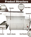 Front view of Commercial Gas Coffee Roaster With 110 Lb Drum Capacity For Roasting Beans Nuts Seeds Chestnuts Peanuts Walnuts And More Beefy Heavy Duty Single Phase 220V Drum Roasting Machine showing controls and components