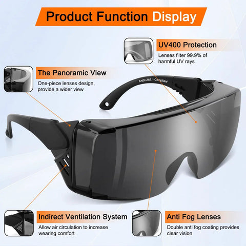No Sweat Anti Fog Safety Glasses With ANSI Z87 Toughened Lenses UV400 Anti Scratch Side Shields And Quick Adjust Temples For Daily Jobsite Heavy Lifters In A Reliable Three Pack Gray Kit with panoramic view and indirect ventilation system.