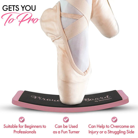 Ballet dancer on Portable Turning Board For Dancers Ballet Spin Board Ice Skaters Cheerleaders And Gymnasts To Improve Turns Balance And Stability Travel Size Twelve Inches Long Three Point Five Inches Wide Six Ounce Weight Ideal For Home Studio Practice On The Go, pink color