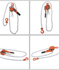 Heavy Duty Manual Lever Chain Hoist 3/4 Ton Come Along with G80 Galvanized Chain, showing 10 Ft Reach and swivel hook