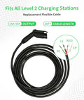 Premium Sae J1772 Level 2 Electric Vehicle Charging Cord Upgrade Your Daily Routine With This Rugged Fifty Amp Replacement Cable Measuring Twenty Five Feet with a flexible cable design.