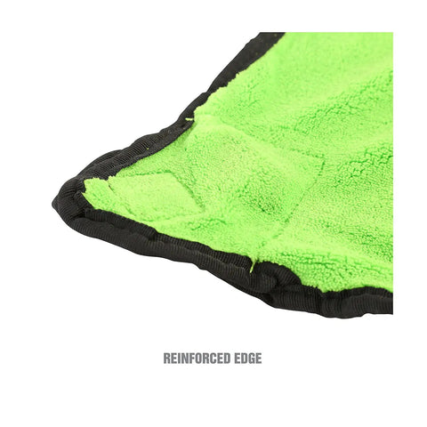 Close-up of green Magnetic Fender Cover For Mechanics, 42 By 24 Inch Soft Shield showing reinforced edge with black trim