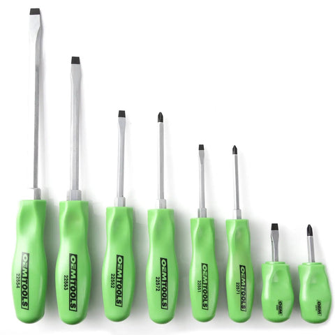 Eight Piece Mechanic Grade Screwdriver Set With Slotted And Phillips Drivers, Durable Alloy Steel, Ergonomic Comfort Handles