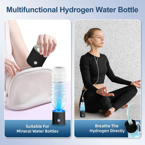 3 In 1 Hydrogen Water Generator Bottle With SPE And PEM Tech For Healthy Hydration, female using portable generator