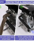 Side view of Mini Bike Exhaust Header Pipe Kit Drop In for Motovox MBX10 MBX11 MBX12 with heat shield tape
