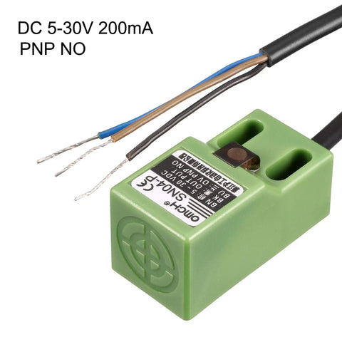 Inductive Proximity Sensor Switch PNP NO DC 5-30V 3-Wire 200mA 4mm Sensing, green casing with exposed wires for 3D printer use