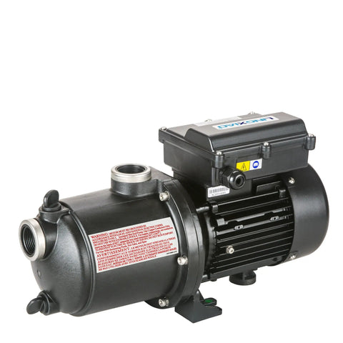 Side view of Spa Massage Pump 1.5HP For Marquis Spa Dual Voltage 230V Or 115V with quick-connect fittings.