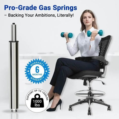 Extra Long Gas Lift Cylinder Tube For Bar Stool 17 To 27 Inches 10 Inch Stroke Heavy Duty 1000 Lbs Class 4 Hydraulic Pneumatic Cylinder Shock Piston Fits Sinking Drafting Chair