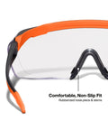 Professional Over The Glasses Safety Glasses With Clear Lens And Anti Fog Scratch Resistant Coating Ansi Z87 Plus Csa Z94 Certified close-up view of rubberized non-slip nose piece.