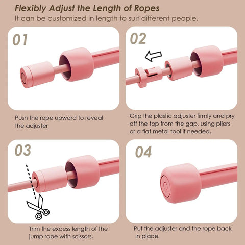 Tutorial showing adjustable length features of Two Pack Jump Rope For Fitness Beast Mode Speed Skipping Rope Set